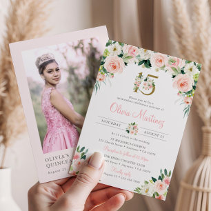 Convites Rosas Rosa Quinceañera Aniversário Foto