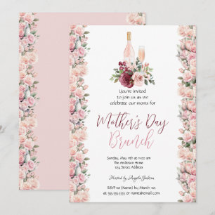 Convites Rosas Rosa Rosa Brilhantes Dia de as mães de Vinho