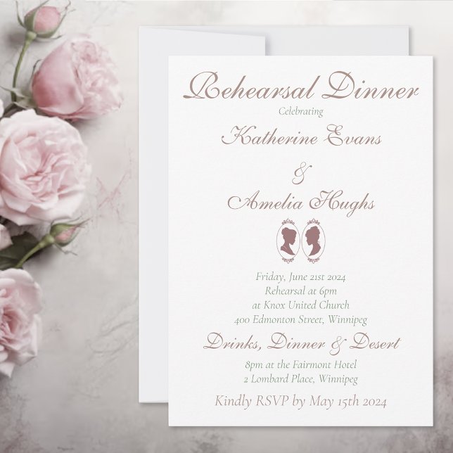 Convites Rosas rosa-rosa com Regência Bridal Lésbica (Criador carregado)