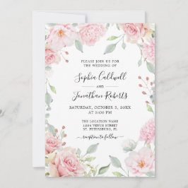 Convites Rosas Rosa Sage Greenery Tudo em Um Casamento