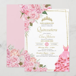 Convites Rosas Rosa Suaves Blush e Quinceanera Floral Doura