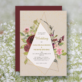 Convites Rosas Rosa Vermelhas e Casamento Dourado