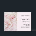 Convites Rosas Rosa Vintage e renda Elegante - Aniversário<br><div class="desc">Convite de aniversário com fotografia de um buquê de rosas cor-de-rosa colocadas num local coberto por rendas. Vintage elegance.</div>