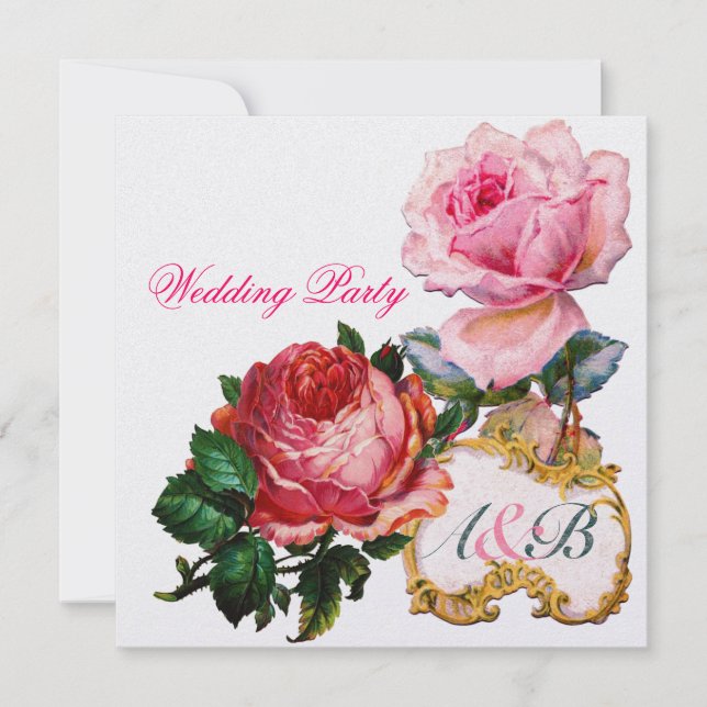 CONVITES ROSAS ROSADAS E CORAÇÃO DE RENDAS COM CUPIDO MONOG (Frente)
