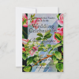 Convites Rosas rosadas Elegante, cor de água, floral