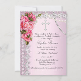 Convites Rosás Rosas Cruz Sagrada Comunhão ou Batismo