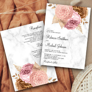 Convites Rosas Rosas Terrosas Floral Mármore Tudo em Um Cas