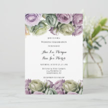 Rosas Roxas e Verde-Salvia Pintadas Casamento