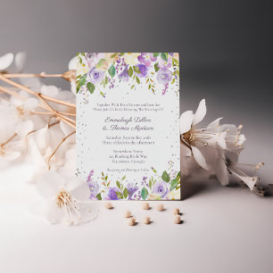 Convites Rosas Roxas Lilás e Lavanda Casamento