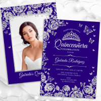 Rosas Roxos Borboletas Quinceanera Foto