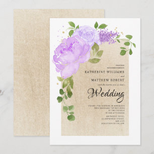Convites Rosas Roxos Românticos Boho Casamento Floral