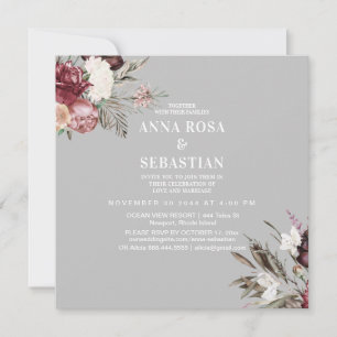 Convites *~* Rosas RSVP Burgandy Floral AR15 + WEDDING