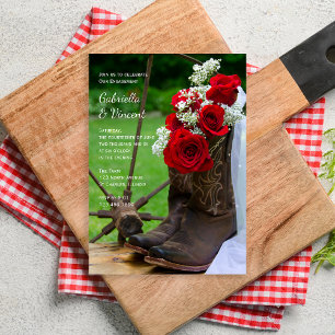 Convites Rosas Russos Cowboy Boots Festa de noivado Ocident