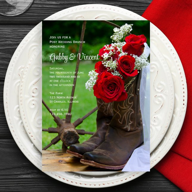Convites Rosas russos e cowboy boots Postam Brunch (Criador carregado)