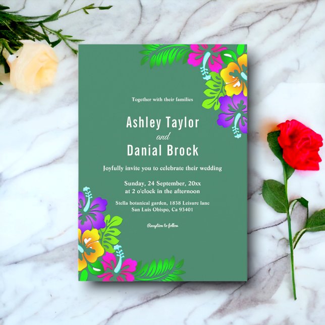 Convites Rosas Russos Elegantes Casamento Floral Verde (Criador carregado)
