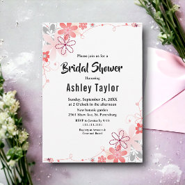 Convites Rosas Russos Elegantes Chá de panela Floral de Ver