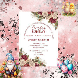 Convites Rosas Russos Suaves Burgundy Páscoa Floral Domingo