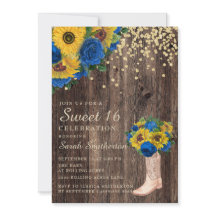 Rosas Rustic Sunflower Blue Boots Sweet 16