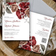 Rosas Rústicas Borgonha Tudo em Um Código QR Casam