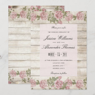 Convites Rosas Rústicas Em Madeira Cerimônia de Casamento