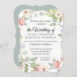 Convites Rosas selvagens da aguarela elegante do sábio de