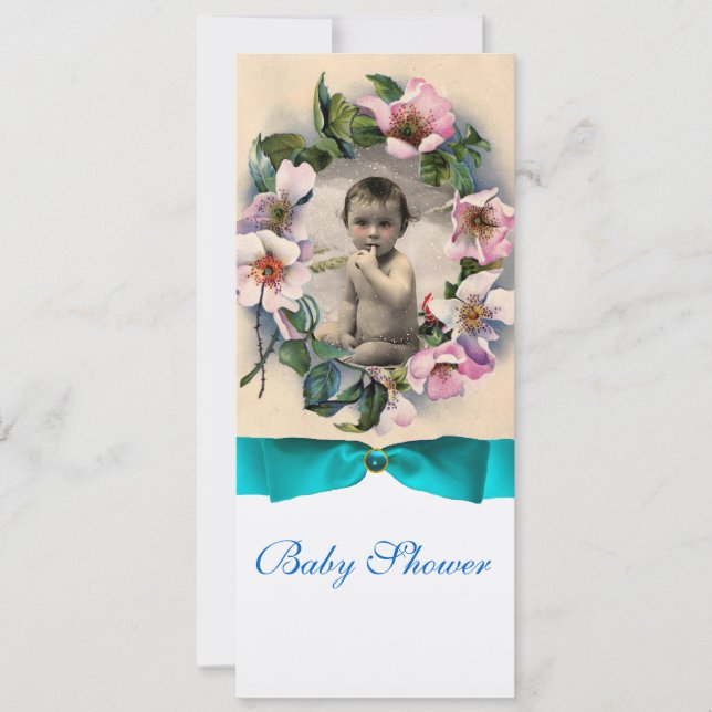 Convites Rosas SELVAGENS E MONOGRAMA DE MODELO DE FOTO DE F (Frente)