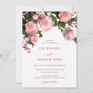 Convites Rosas Silvestres 3D Modernas Casamento