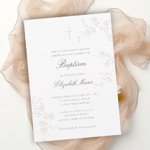 Convites Rosas Silvestres Jardim Delicado Clássico Branco B