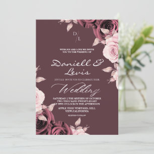 Convites Rosas Spring Blush ⎮ Casamento Mauve