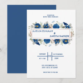Convites Rosas Terrenos Laranja Marinho Azul Casamento