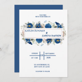 Convites Rosas Terrenos Laranja Marinho Azul Casamento