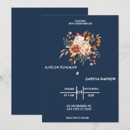 Convites Rosas Terrenos Laranja Marinho Azul Casamento