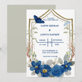 Convites Rosas Terrenos Laranja Marinho Azul Casamento