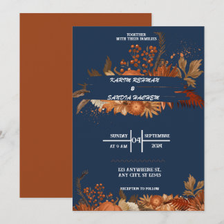 Convites Rosas Terrenos Laranja Marinho Azul Casamento