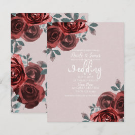 Convites Rosas Verde Água Marrom Taupe Casamento Watercolor