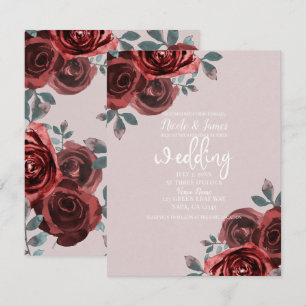 Convites Rosas Verde Água Marrom Taupe Casamento Watercolor