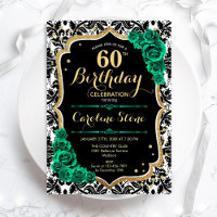 Rosas verdes Dourados Damasco preto 60º aniversári