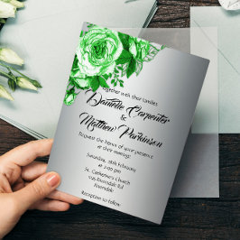Convites Rosas verdes no casamento prateado