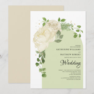 Convites Rosas Verdes Românticas Boho Arco Floral