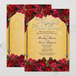Convites Rosas Vermelhas Amarelo & Dourado Chuveiro de Noiv