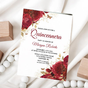 Convites Rosas Vermelhas Borboletas Quinceanera 15º Anivers