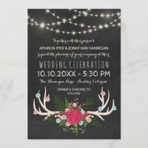 Convites Rosas vermelhas - Casamento Rustic Chalkboard