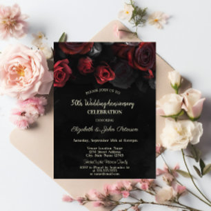 Convites Rosas Vermelhas Chic Pretas Casamento Aniversário