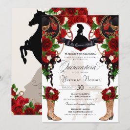 Convites Rosas vermelhas com Crest Charro Western Elegance