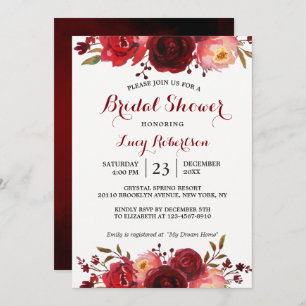 Convites Rosas vermelhas de Borgonha Chá de panela