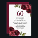 Convites Rosas vermelhas de Borgonha Elegante 60ª Festa de<br><div class="desc">Convite de aniversário Elegante 60 do Burgundy Rosa vermelha Ver coleção correspondente em Niche e Nest Store</div>
