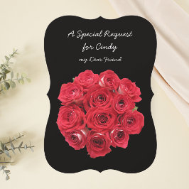 Convites Rosas vermelhas de Bridesmaid em preto