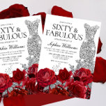Convites Rosas vermelhas de palhaço de prata 60ª Festa de a<br><div class="desc">Rosas vermelhas de palhaço prateado 50ª Festa de aniversário - 50 e um convite fabuloso Ver coleção correspondente em Niche e Nest Store Muitos obrigados</div>
