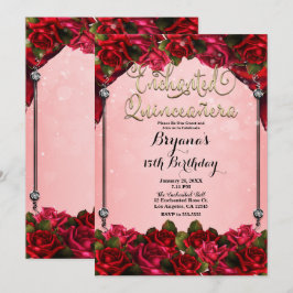Convites Rosas Vermelhas Douradas & Rosadas Festa de Quince