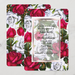 Convites Rosas Vermelhas e Brancas Noivas Glamour Charme Rú